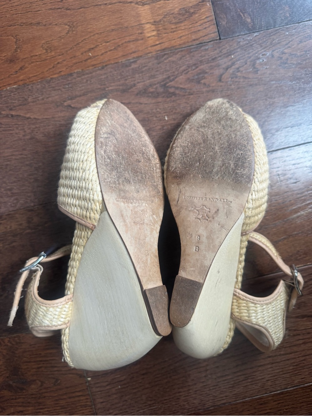 Loeffler Randall Raffia Peep Toe Wedges Size 9 - Picture 3 of 16